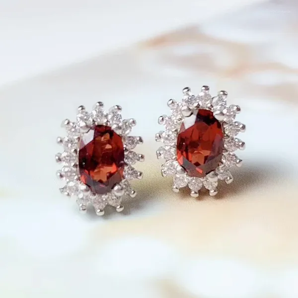 Boucles d'oreilles par bijoux Natural Real Garnet ou Sapphire Earge 1CT 2PCS Gemstone 925 STERLING Silver Fine T203269