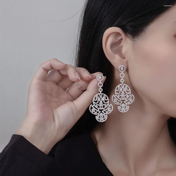 Boucles d'oreilles personnalité Simple et brillant strass dames bijoux mode S925 argent Zircon Long cristal grande goutte d'oreille Arete