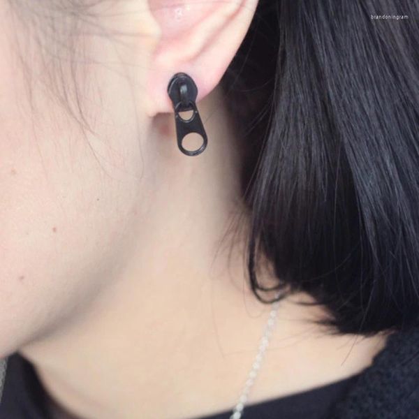 Boucles d'oreilles à clous pour femmes, bijoux de personnalité avec fermeture éclair, à la mode, Punk inhabituel, géométrie, anneau d'oreille, Hip Hop, Piercing