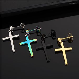 Boucles d'oreilles clous personnalisées mode titane acier tendance bijoux inoxydable suspendus croix tendance hommes