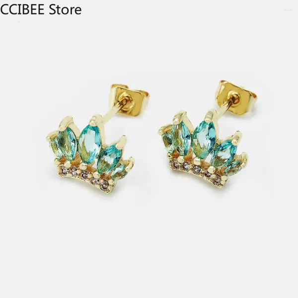 Boucles d'oreilles étalon la mode personnalisée zircon bijoux créatif produit de couleur exquise en forme de couronne belle