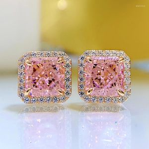 Oorknopjes roze diamanten taille met radiaal vrouwelijk 3-karaats prinsessenstijl volledig roségoud