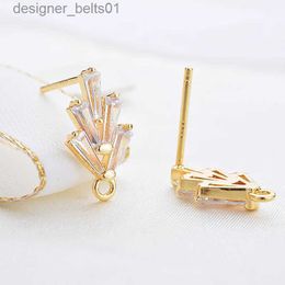 Boucles d'oreilles à tige en zircone cubique, couleur or 14 carats, en laiton plaqué avec Zircon, fabrication de bijoux artisanaux, résultats de boucles d'oreilles DIY pour femmesL231117