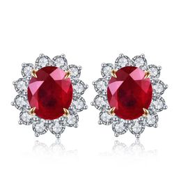 Boucles d'Oreilles Pirmiana Style ClassiqueOr 18 carats 4.9ct Lab Rubis Femme Bijoux Cadeaux de Fête