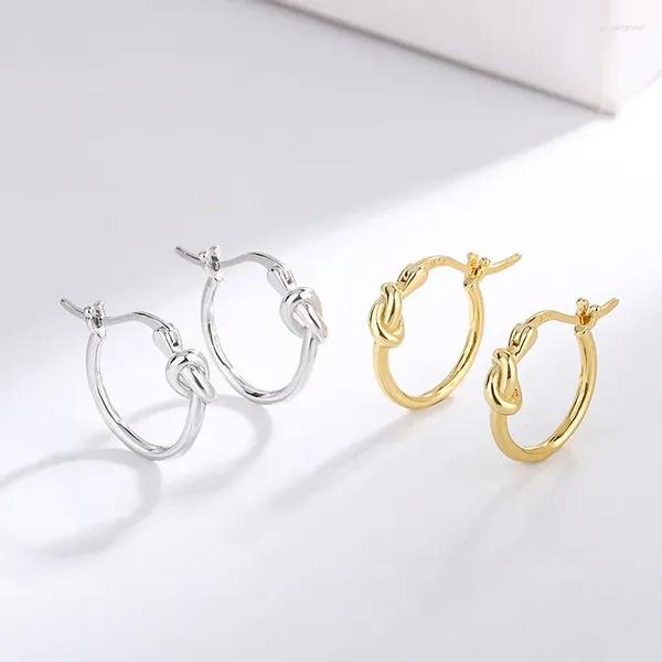 Boucles d'oreilles en argent pur S925, anneau uni pour femmes, petites et simples, élégantes, à la mode, 2024