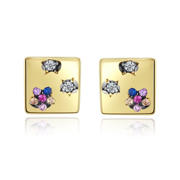 Boucles d'oreilles à tige plaquées or 18 carats, Micro ensemble de boucles d'oreilles carrées en forme d'étoile en Zircon, bijoux de fleurs populaires coréens pour femmes, fête de mariage, cadeau de saint-valentin, accessoires SPC