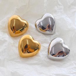Boucles d'oreilles en acier inoxydable avec grand cœur pour femmes et filles, plaqué or, bijoux à la mode, cadeau de fête, Style 2023