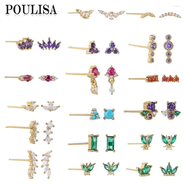 Boucles d'oreilles étalon Poulisa délicate colorée de zircon cubique mini pour femmes charmante cartilage perçage accessoires de mode