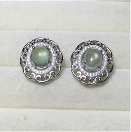 Boucles d'oreilles préhnites Natural 925 Bijoux de gemmes fins en argent sterling pour hommes ou femmes