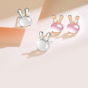 Stud -oorbellen voorkomen allergie roze opaal oorbel voor vrouwen meisjes feest verjaardag bruiloft punk Koreaanse mode sieraden geschenken eh1326