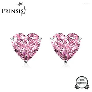 Stud -oorbellen prinsis mode oorrang roze glanzende cz hart vrouwen retro oor sieraden dames meisje feest bruiloft trendy p280