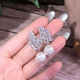 Stud Earrings Product Imitatie Emerald Toermaline Pearl Volledige diamant Vrouwelijke beroemde Wind Princess Square Jewelry