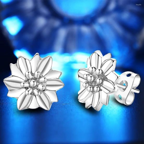 Boucles d'oreilles produit argent plaqué bijoux mignon coréen fleur de Lotus pour les femmes couleur or petites boucles d'oreilles filles cadeau