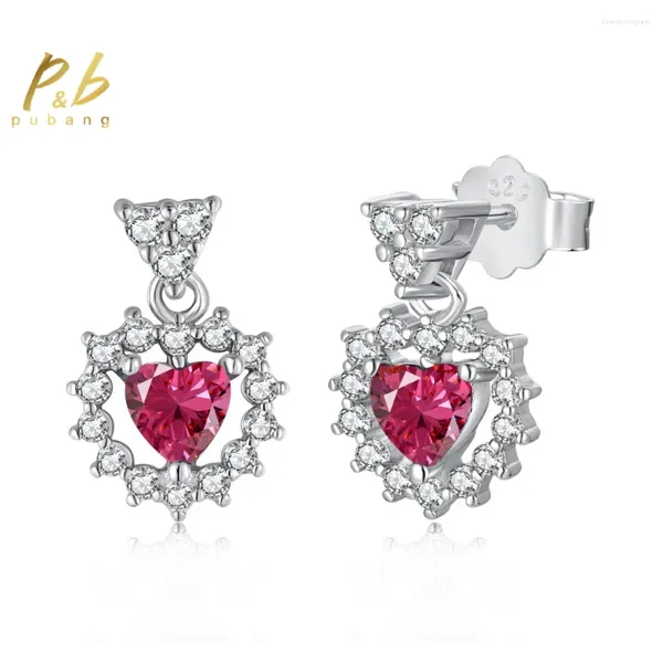 Pendientes de semental Pubang Joyas finas Sparkling for Women Gift Solid 925 Sterling Silver Azul/Verde/Rojo creado Moissanite al por mayor