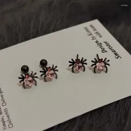 Stud -oorbellen Punk Gotic Pink Crystal Heart Spider Earring voor vrouwen Fashion Sweet Zirkon Animal Animal Kraakbeen Esthetische Y2K -sieraden
