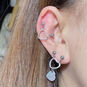 Studoor oorbellen punk hart hanger dubbele doorboorde oren oorbel oor piercing roestvrijstalen tragus lob daith conch body sieraden