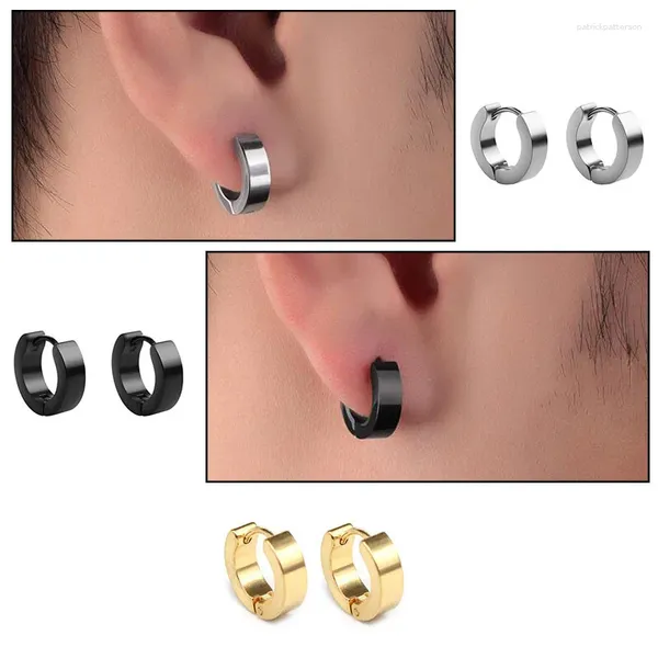 Boucles d'oreilles Punk Men Black en acier inoxydable Piercing Round Boucle d'oreille neutre pour les femmes Brinry de la mode Brincos Unisexe