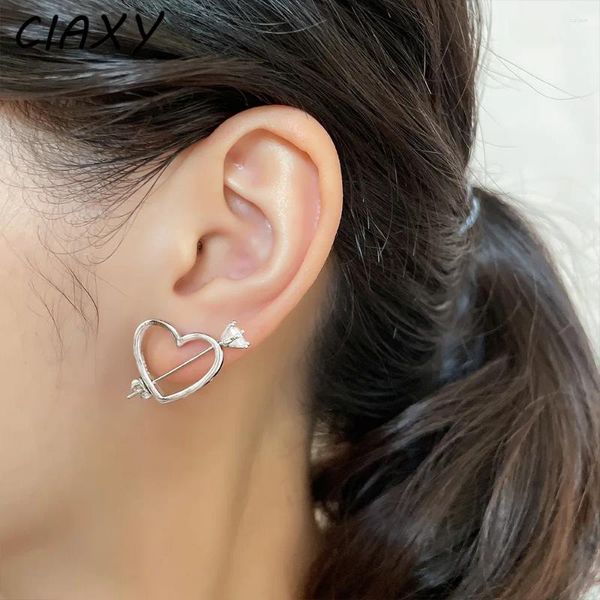 Pendientes De tuerca Punk Rosa con incrustaciones De corazón De circón para Mujer amor único moda coreana pendiente hueco joyería Piercing Aretes De Mujer