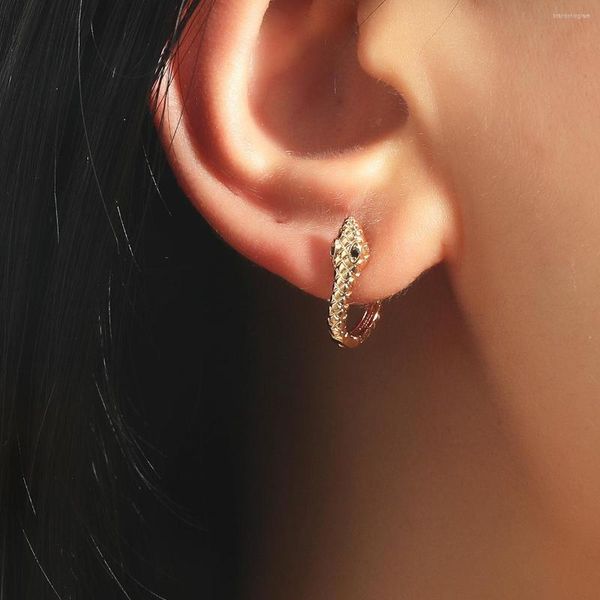 Boucles d'oreilles Punk rétro en forme de serpent pour les femmes mode petit exquis motif Animal circulaire clous d'oreille accessoires cadeaux