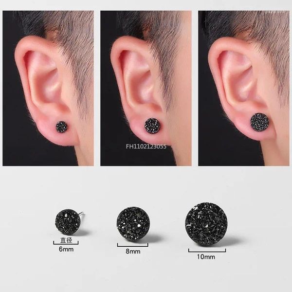 Pendientes de sementales punk redondo de acero inoxidable dhinestone para hombres mujeres unisex roce perforando negros vintage joyas frías