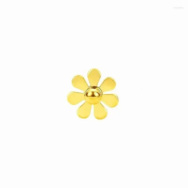 Boucles d'oreilles à tige en or jaune pur 24 carats, tournesol 999, pour femmes