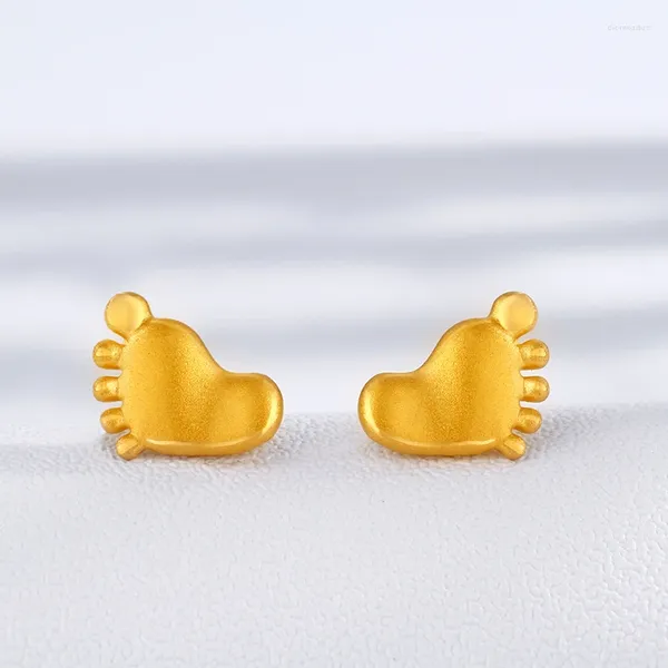 Boucles d'oreilles à tige en or jaune pur 24 carats pour femmes, 999 pieds