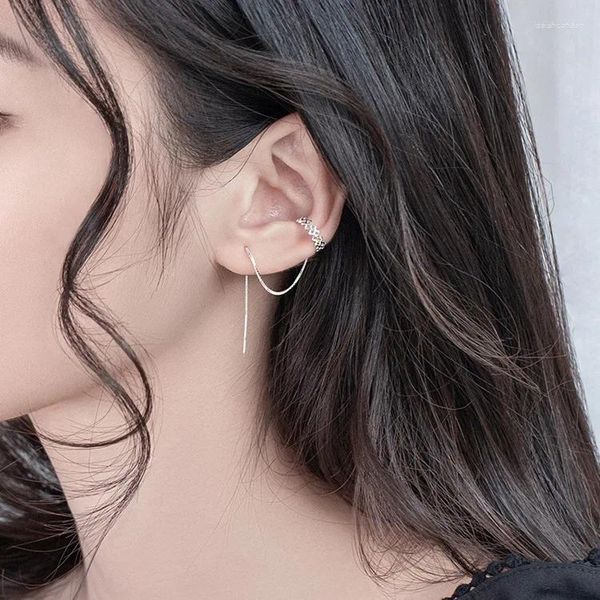 Boucles d'oreilles à tige en argent pur 925 pour femmes, suspendues avec un long pompon, Design Simple et Sexy pour la danse de remise des diplômes ou un dîner d'entreprise