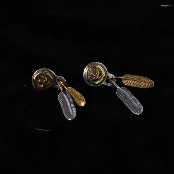 Boucles d'oreilles en argent Sterling 925 pur, plume, bijoux Punk à la mode, pour hommes et femmes, cadeau spécial GOE002