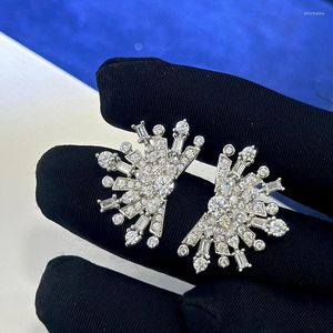 Boucles d'oreilles Pure 925 argent sterling complet en diamant en diamant Bohemia Bohemit Design mignon bijoux de fête
