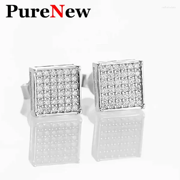 Boucles d'oreilles à tige en argent Sterling 0.36, Style Hip Hop pur, diamant Moissanite 0.36 Carat, pour femmes et hommes, Couple carré en argent Sterling 925