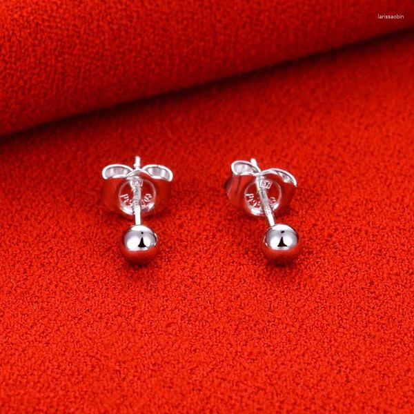 Pendientes de tuerca de platino puro 950 para mujer, bola polaca, sello de 3 mm, 1-1,1 g