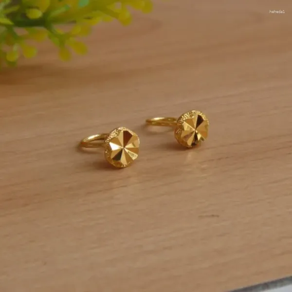 Boucles d'oreilles à tige en or jaune 24 carats pour femme, tournesol parfait, 0,92 g, 5,2 mm de largeur