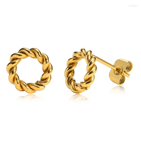 Pendientes de sementales PVD 18K Gold de acero inoxidable Twist Mini Hoop Pendiendo para mujeres Regalo de joyería impermeable