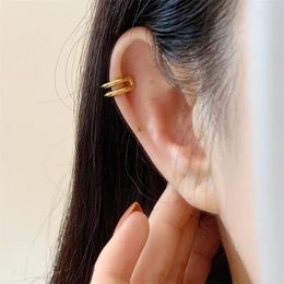 Boucles d'oreilles à tige en acier inoxydable plaqué PVD, cartilage non percé, manchettes d'oreille, cercle rond, clip creux, bijoux en or, cadeau de fête pour femmes