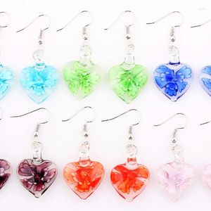 Stud Oorbellen QianBei 6 Parijs 6 stks/partij Romantische Oorbel Hart Lampwork Glas Hangers Bloem Murano Charms Sieraden Bruiloft