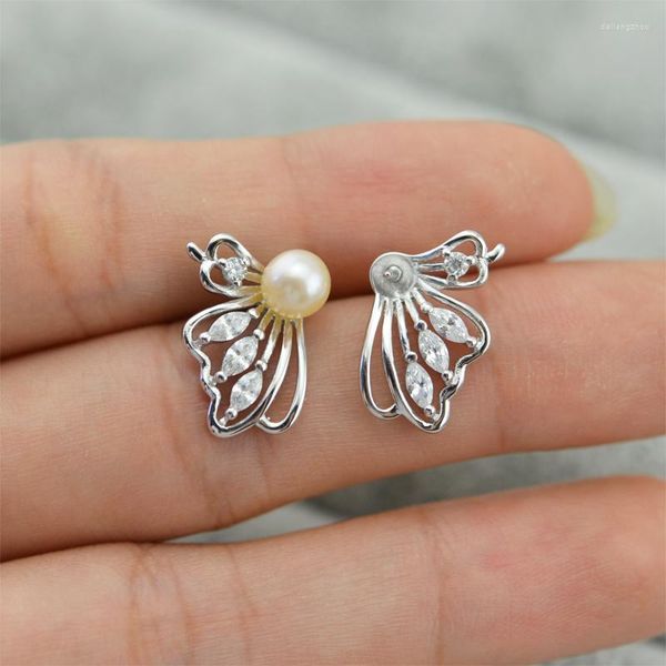 Boucles d'oreilles à tige QIAOBEIGE 3 paires/lot pour femme papillon Festival accessoire fabrication de bricolage avec perle d'eau douce naturelle