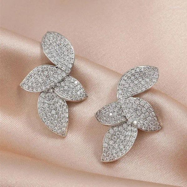 Boucles d'oreilles RAKOL corée Design bijoux de mode exquis pleine feuille de Zircon élégant accessoires de fête de bal pour femmes