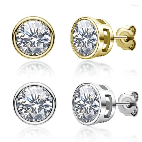 Boucles d'oreilles en diamant Moissanite pour femmes, 0.5/1 Carat, couleur D, en argent Sterling 925, réglage de la lunette, bijoux