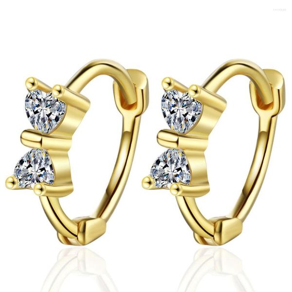 Boucles d'oreilles en or véritable 14 carats pour femmes et filles, diamant d'origine ronde, pierres précieuses Orecchini