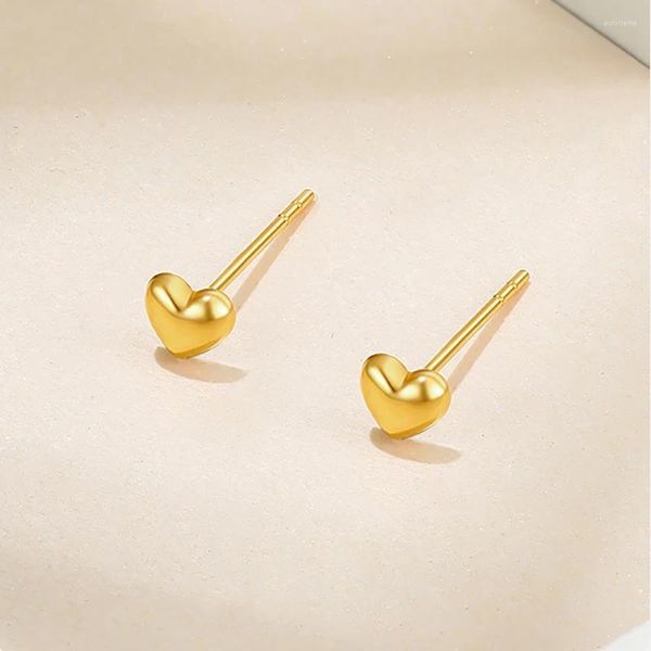 Boucles d'oreilles en forme de cœur en or véritable 18 carats pour femmes, Au750, cadeaux exquis, goutte d'usine, mode classique E0001