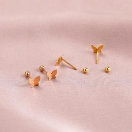 Boucles d'oreilles Stud Real 18K Vis en or pur solide au750 papillon pour femmes beaux bijoux Gift EA012