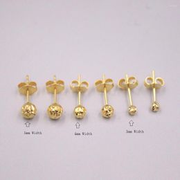 Boucles d'oreilles en or jaune véritable 18 carats, 3mm, 4mm, 5mm, à facettes, en forme de boule, timbre Au750 pour femme