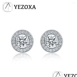 Boucles D'oreilles Réel 925 Sterling Sier Classique Cristal Zircone Micro Pave Pour Les Femmes Cadeaux D'anniversaire Bijoux De Mode Drop Del Dhgarden Dhzbx