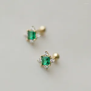 Pendientes de tuerca Plata de Ley 925 auténtica oro de 14k circonita verde pequeños para mujer joyería dinero novedades 2024 tendencia a vender