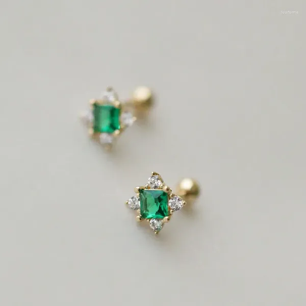 Boucles d'oreilles en argent Sterling 925 véritable, or 14 carats, Zircon vert, petits bijoux pour femmes, nouveautés en argent, tendance à vendre 2024
