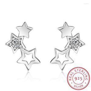 Boucles d'oreilles en argent Sterling 925 véritable mode douce étoile éblouissante CZ pour les femmes mariage minimaliste bijoux DB944