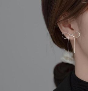 Pendientes de sementales Real 925 Sterling Silver for Women Snake Chain Bowknot Earings Estilo coreano Joyas de moda Hipoalergenic3768564