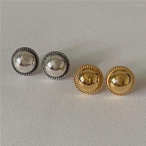 Stud Oorbellen Echt 925 Sterling Zilver Voor Vrouwen Hoge Polijsten Ronde Gouden Oorbellen Koreaanse Stijl Eenvoudige Minimalistische Sieraden