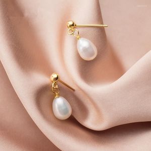 Boucles d'oreilles en argent Sterling 925 véritable perle d'eau douce romantique pour femmes filles déclaration de mariage bijoux cadeau B073