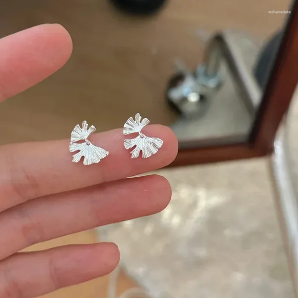 Boucles d'oreilles STAD REAL 925 argent sterling petit mignon ginkgo biloba feuille de fil pour les femmes